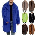 thumbnail image 1 of Zedker Men's Winter Long Sleeve Turn Collar Faux Fur Coat Outwear Long Parka Jacket Overcoat Brown XXL, 1 of 8