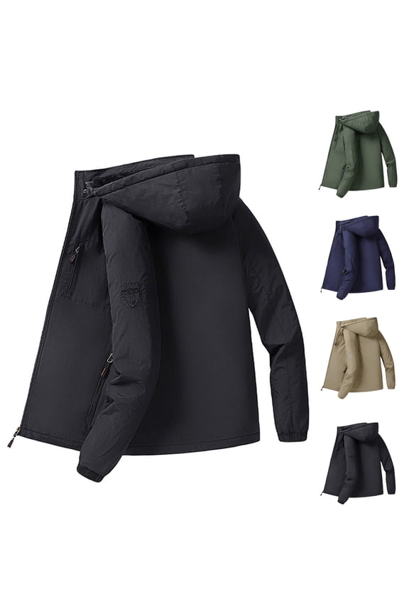 Men's Winter Ski Jacket Waterproof Snow Coats Snowboard Fleece Lining Jacket Warm Parka with Hooded Black L