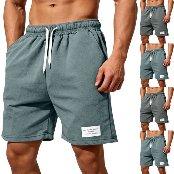 Zedker Mens Athletic Shorts Elastic Drawstring 7in Inseam Stretch Running Gym with Pockets Army Green L