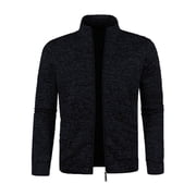 Zedker Mens Brushed Fleece Full Zip Up Enclosure Outdoors Sweater Jacket with Pockets Black L