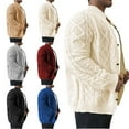 thumbnail image 1 of Zedker Mens Cardigan Sweaters Button Down Long Sleeve Stand Collar Cardigan Sweaters Cable Knitted Sweater Beige L, 1 of 6