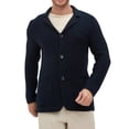 thumbnail image 1 of Zedker Mens Cardigan Sweaters Long Sleeve Stand Collar Button Down Cable Knitted Sweater with Pockets Dark Blue XL, 1 of 6