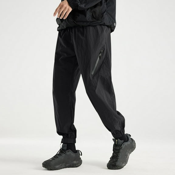 Zedker Mens Corduroy Pants Stretch Joggers Tapered Elastic Waist Drawstring Cargo Casual Baggy Mens Sweatpants with Pockets, Plus Size Black S