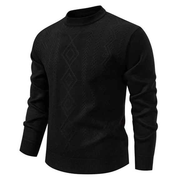Zedker Mens Crewneck Pullover Sweater Casual Knit Lightweight Waffle Textured Long Sleeve Fall Winter Sweaters Black XXL