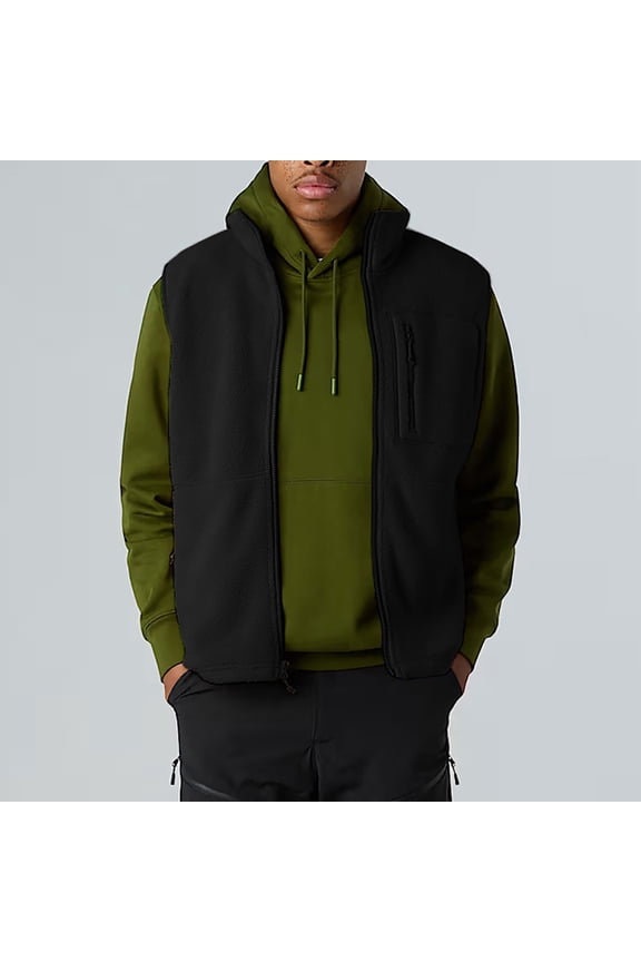 Mens Fleece Lined Softshell Vest Lightweight Sleeveless Casual Outerwear Vest Sleeveless Jacket with pockets for Outdoor Travel Black XL