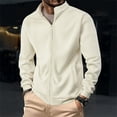 thumbnail image 1 of Zedker Mens Full Zip Cardigan Sweater Casual Stand Collar Regular Fit Knit Sweater Fall Winter Ribbed Cardigan with Pockets Beige L, 1 of 9