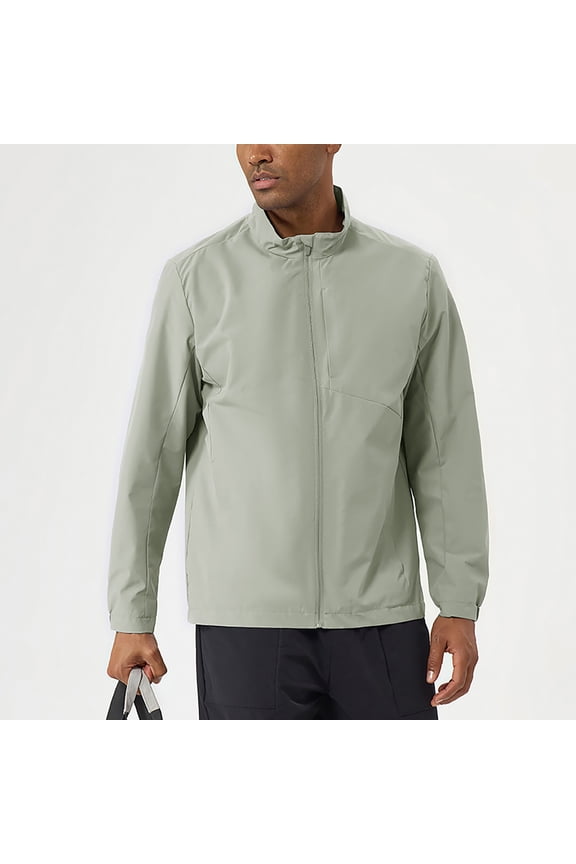 Mens Lightweight Jackets Full Zip Casual Windbreaker Waterproof Coat with Hood Fall Trendy Outwear for Golf Running Hiking Travel with Pockets Army Green XXL