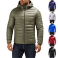 thumbnail image 1 of Zedker Mens Packable Puffer Jacket Lightweight Hooded Insulated Winter Coat Windproof Zipper Down Jacket with Pockets Green L, 1 of 10