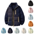 thumbnail image 1 of Zedker Mens Puffer Jacket Thermal Down Jacket Stand Collar Winter Coat Quilted Coat with Zipper Loose Fit Coats Green XL, 1 of 5