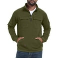 thumbnail image 1 of Zedker Mens Pullover Sweatshirt Mock Neck 1/4 Zip Polo Sweater Long Sleeve Quilted Plain Pullover with Pockets Army Green L, 1 of 4