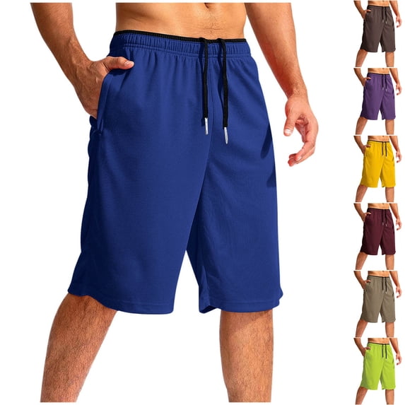 Zedker Mens Shorts Active Athletic Shorts Basketball Running Gym Workout with Two Side Pockets Wine M