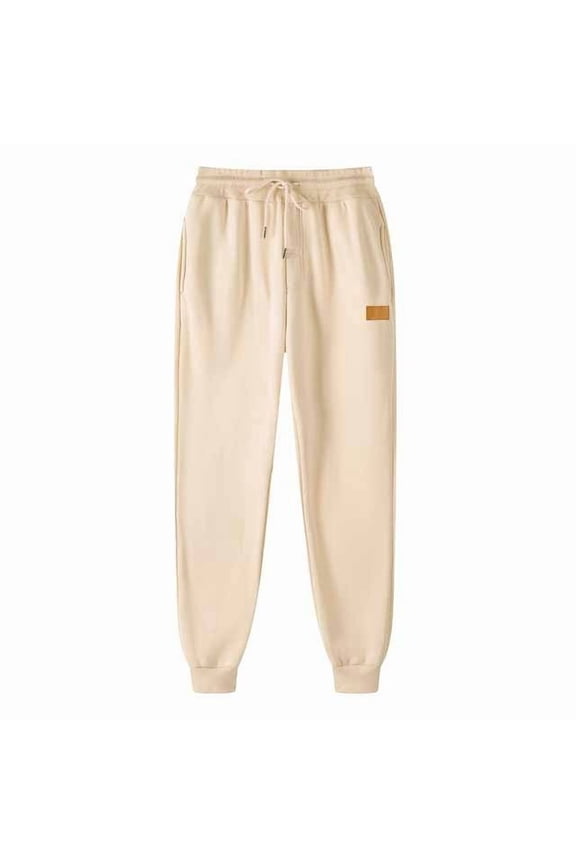 Mens Sweatpants Baggy Open Bottom Casual Pants Elastic Waist Workout Sport Joggers Mens Sweatpants with Pockets, Plus Size Beige XL
