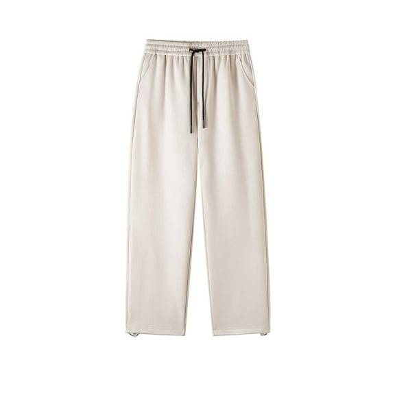 Zedker Mens Sweatpants Lounge Pants Men's Lined Joggers Sherpa Men Uncuffed Elastic Waist Warm Drawstring Mens Sweatpants with Pockets, Plus Size Beige XXXL