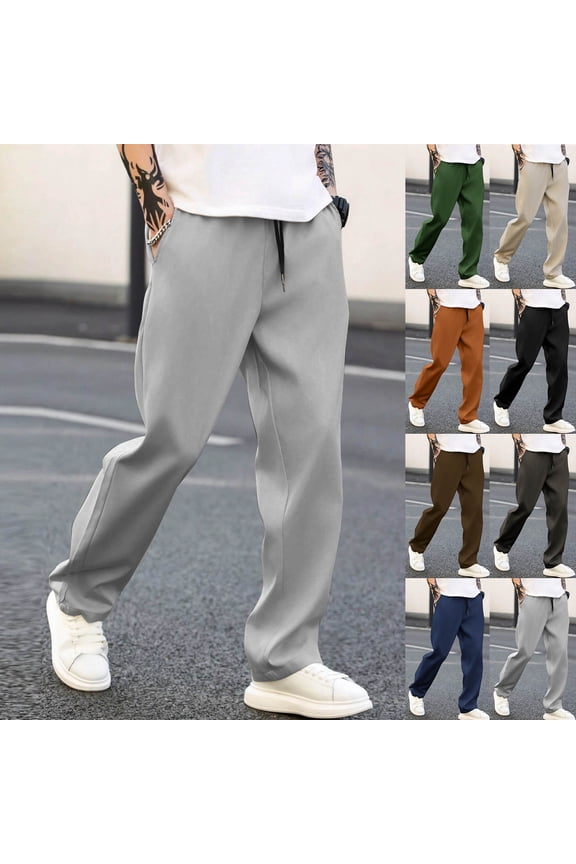 Mens Sweatpants Open Bottom Drawstring Elastic Waist Joggers for Men with Zip Pockets Loose Fit Mesh Athletic Pants Blue M