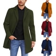 thumbnail image 1 of Zedker Mens Trench Coat Slim Fit Notched Collar Fall Winter Single Breasted Pea Coat Warm Soft Overcoat Winter Coats for Men Yellow M, 1 of 8