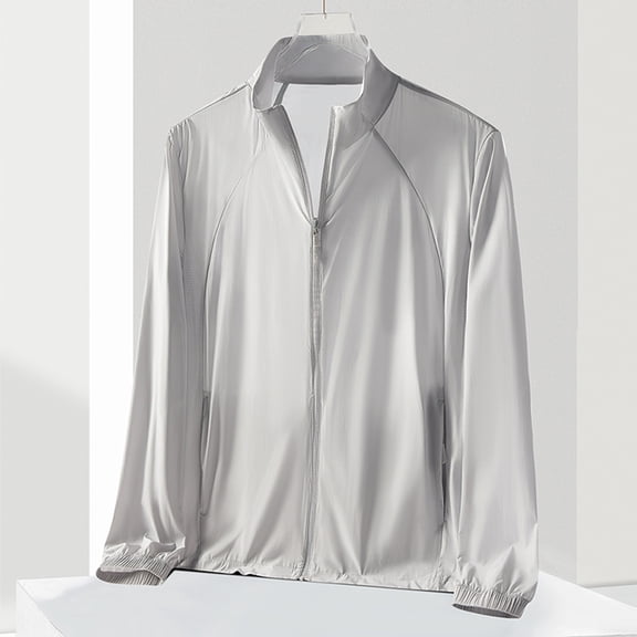 Zedker Mens Waterproof Rain Jacket Windbreaker Casual Full Zip Hooded Jackets UPF 50 + Sun Protection Fishing Hoodies Gray XXL