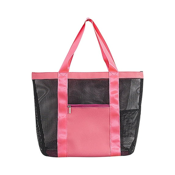 Zedker Mesh Beach Bag Tote Bag for Women, Foldable Swim Large Beach Tote Bag with Pockets Waterproof Sandproof Handbag