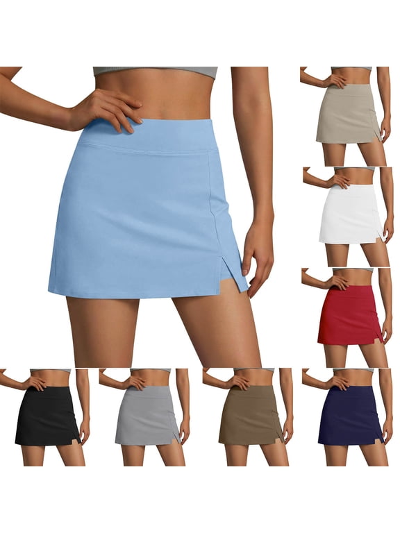 Mini Skorts for Woemns Mid-Waisted Pencil Bodycon Short Skirts with Side Split 2026 Red M