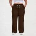 thumbnail image 1 of Zedker Oversized Drawstring Sweatpants for Women Casual Straight-Leg High Elastic Waist Long Lounging Pants with Pockets,Brown,XXXXL, 1 of 5