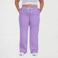 thumbnail image 1 of Zedker Oversized Drawstring Sweatpants for Women Casual Straight-Leg High Elastic Waist Long Lounging Pants with Pockets,Purple,XXL, 1 of 5
