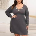 thumbnail image 1 of Zedker Oversized Sweater Dresses for Women 2025 Fall Winter Knit Dresses V Neck Casual Mid Length Knitted Dresses Plus Size Gray XXXL, 1 of 6