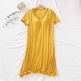 thumbnail image 1 of Zedker Pajamas for Women Long Nightgowns with Pockets Plus Size Short Sleeve House Dresses Yellow Plus XL, 1 of 8