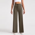 thumbnail image 1 of Zedker Pants for Women High Waisted Corduroy Wide Leg Fall Business Casual Elastic Waist with Pockets, Plus Size Brown M, 1 of 4
