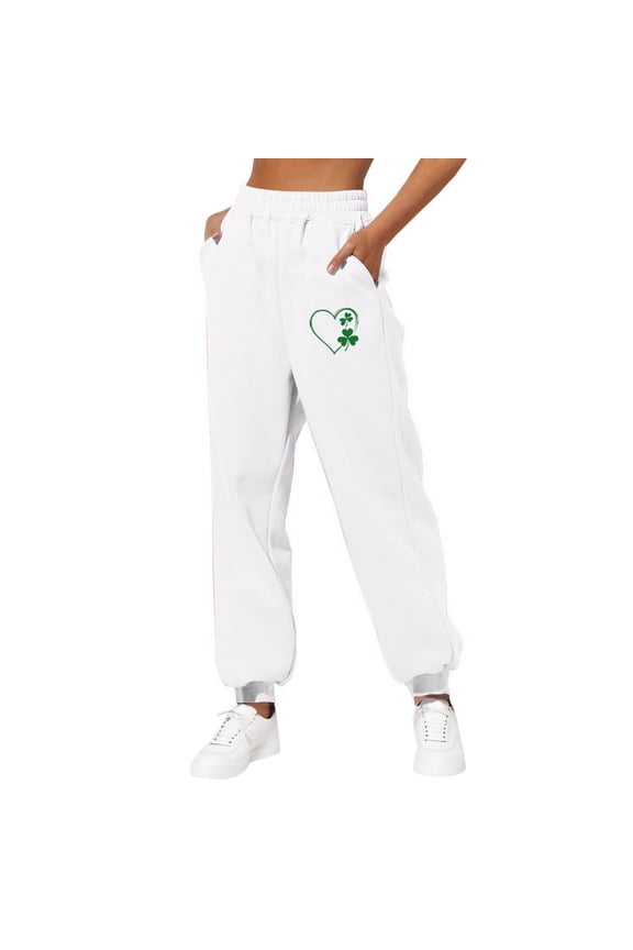 Zedker Pants for Women Super Soft Active Fleece Sweatpants Joggers Comfortable Pants, Plus Size White L