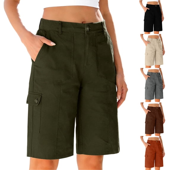 Zedker Plus Size Swim Shorts Womens High Waisted Bathing Suit Bottoms Long Swimsuit Board Short Tankini with Pocket Size S-XXXL