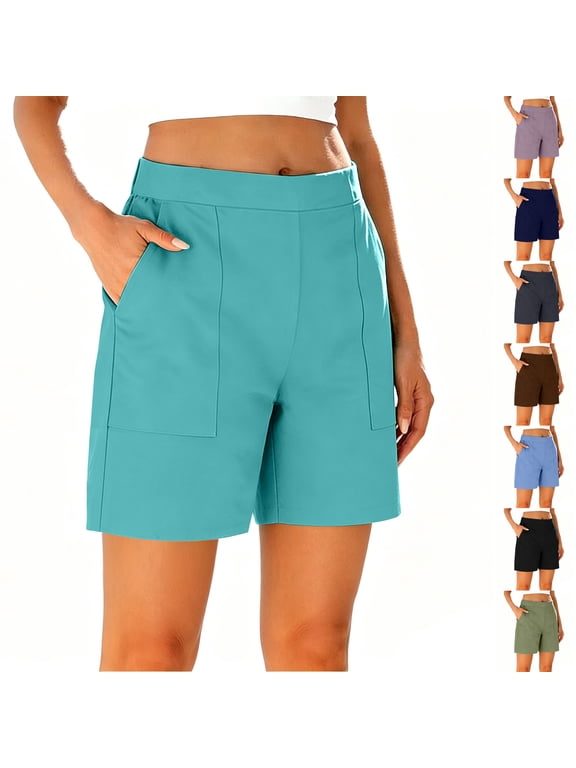 Plus Size Swim Shorts Womens High Waisted Bathing Suit Bottoms Long Swimsuit Board Short Tankini with Pocket Size S-XXXL