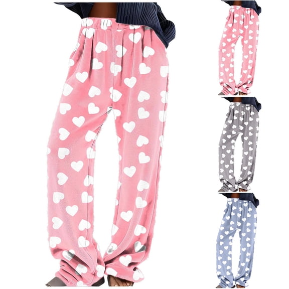 Zedker Plush Pajama Pants Women Fluffy Fleece Lounge Pants Fuzzy Warm Pj Bottoms Star Graphic Flannel Loungewear Pant with Pockets