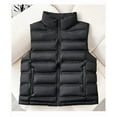 thumbnail image 1 of Zedker Puffer Vest Women Slim Fit Lightweight Stand Collar Quilted Zip Outdoor Puffer Vest Coat,Plus Size BlackM, 1 of 3