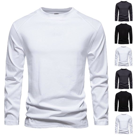 Zedker Shirt for Mens Basic Solid Color Crew Neck Soft Casual Long Sleeve T-Shirts, Everyday Wear, Spring Autumn Clothes