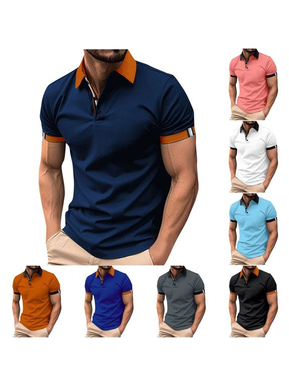 Shirts for Men Casual Collared Short Sleeve Shirt Slim Fit Button Down Jersey Golf Sports Shirts Fashion Muscle Sport Gym Tops
