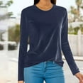 thumbnail image 1 of Zedker Soft Velvet Fleece Casual Crewneck Long Sleeve Tops for Womens Comfortable Loose Pullover Thermal Shirts for Fallw Winter,Dark Blue,XL, 1 of 6
