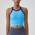 thumbnail image 1 of Zedker Sports Bras for Women High Neck Ribbed Crop Tank Tops Sleeveless Yoga Workout Shirts Blue Plus L, 1 of 6