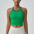 thumbnail image 1 of Zedker Sports Bras for Women High Neck Ribbed Crop Tank Tops Sleeveless Yoga Workout Shirts Green Plus L, 1 of 7