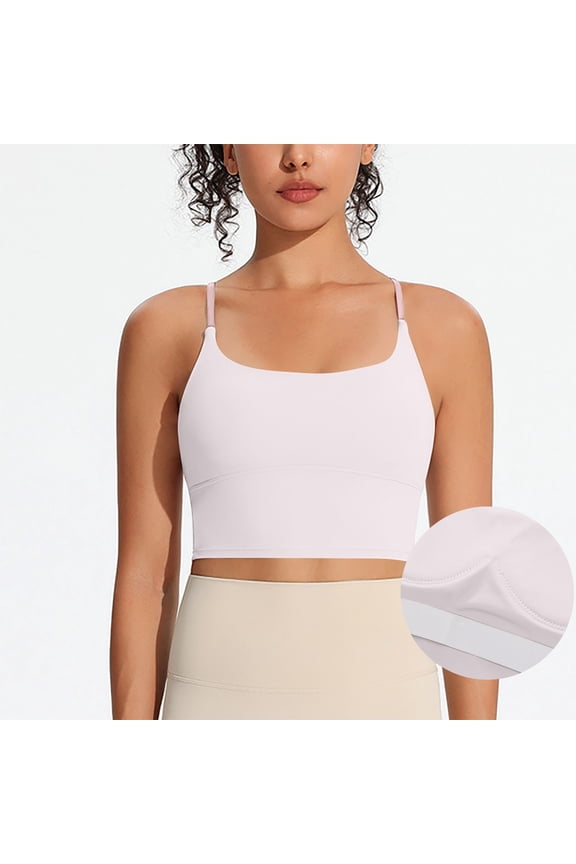 Sports Bras for Women Quick-Dry Padded Wirefree Workout Crop Cute Tops Camisole Yoga Fitness Running Gym Pink Plus L