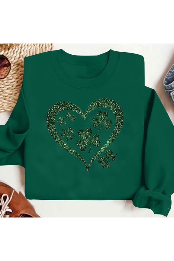 St Patricks Day Shirt for Women 2026 Casual Plus Size 3/4 Sleeve Irish Clover Shirts Funny Saint Patrick's Day Tunic Tops