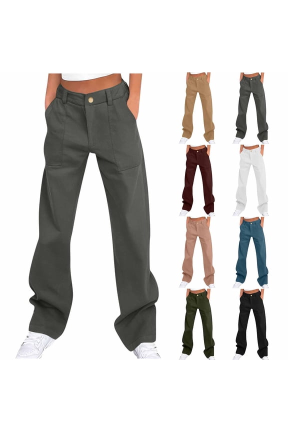 Stretchy Cargo Pants for Women Wide Leg Y2K Streetwear Baggy Pant Lightweight Combat Military Trousers with Pockets