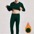 thumbnail image 1 of Zedker Stretchy Fleece Thermal Pajamas Set for Men Casual Crewneck Long Sleeve Top and Elastic Waist Slim Pant 2 Piece Sleepwear,Army Green,L, 1 of 6