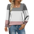 thumbnail image 1 of Zedker Stylish Striped Casual Fall and Winter Thermal Women's Quadrate Neckline Long Sleeve Knitted Sweaters with Elastic Cuffs,Pink,XXL, 1 of 6