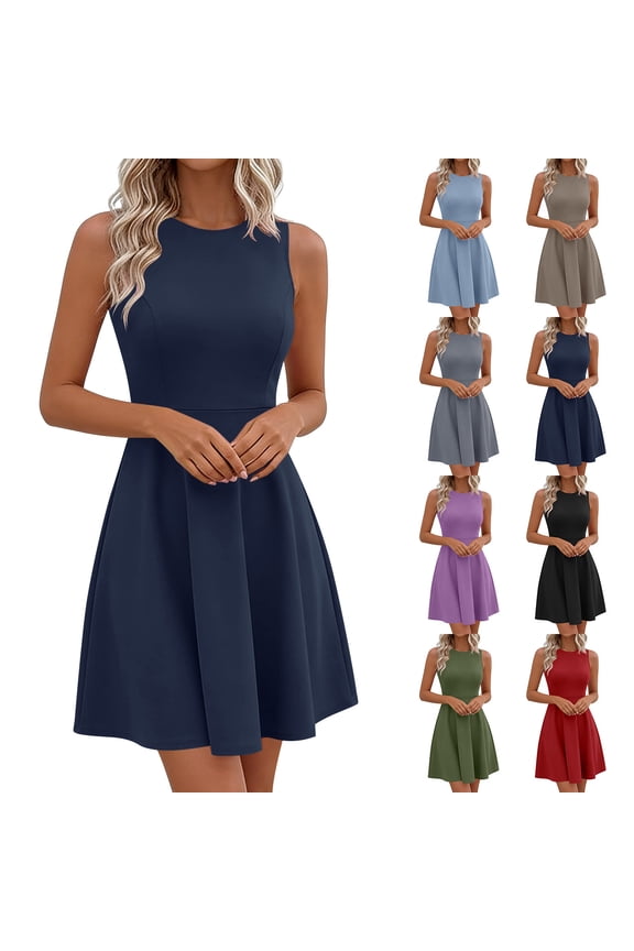 Summer Dresses for Women 2026 Elegant Classy Spring A Line Business Casual Work Graduation Cocktail Short Dress Black L