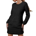 thumbnail image 1 of Zedker Sweater Dresses for Women 2025 Knit Dresses Long Sleeve Dress Casual Fall Winter Round Neck Oversized Loose Short Sweater Dress Plus Size Black S, 1 of 8