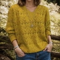 thumbnail image 1 of Zedker Sweaters for Women Fall 2025 Oversized V Neck Cozy Cute Casual Long Sleeve Knit Trendy Pullover Yellow Plus M, 1 of 5