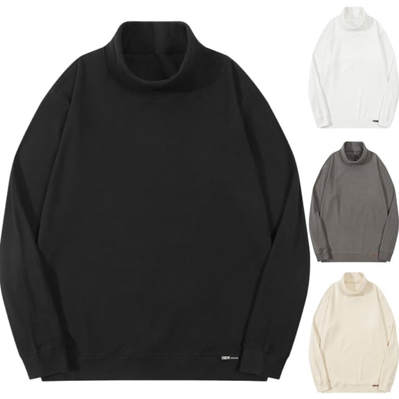 Zedker Sweatshirt for Men Men's Casual Cotton Mock Turtleneck Pullover Sweaters Long Sleeve Knit Super-Soft Sweater Classic Solid Undershirt