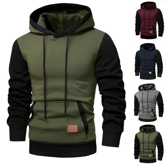 Zedker Sweatshirt for Mens Colorblock Fleece Hoodies Drawstring Long Sleeve Hooded Sweatshirt with Pocket
