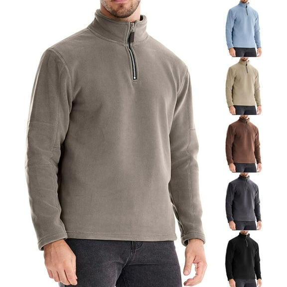 Zedker Sweatshirts for Men Long Sleeve Waffle Shirts Quarter Zip Loose Pullover Tops Lightweight Trendy Sweatshirts