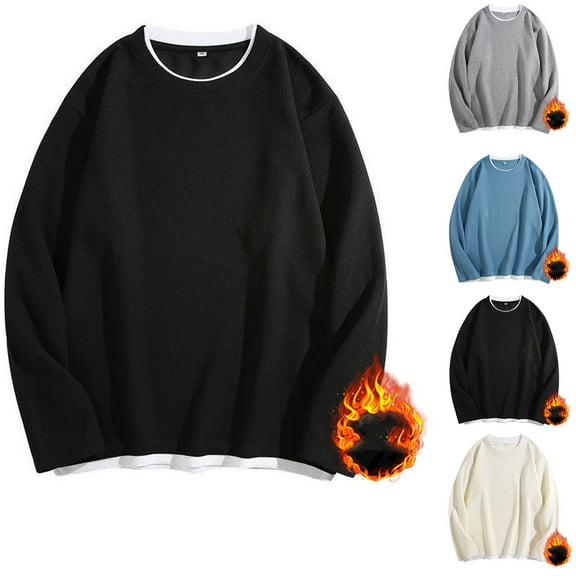 Zedker Sweatshirts for Men Winter Warm Sherpa Lined Crewneck Pullover Sweatshirt Fleece Casual Fashion Sweatshirts