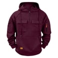 thumbnail image 1 of Zedker Tactical Hoodies Sweatshirt For Men 1/4 Zip Pullover Hooded Long Sleeve Sweatshirts Workout Gym Tops With Pocket Wine XL, 1 of 2